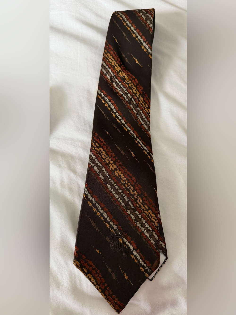 Countess Mara Vintage Men's Woven Silk Necktie Brown Bronze
